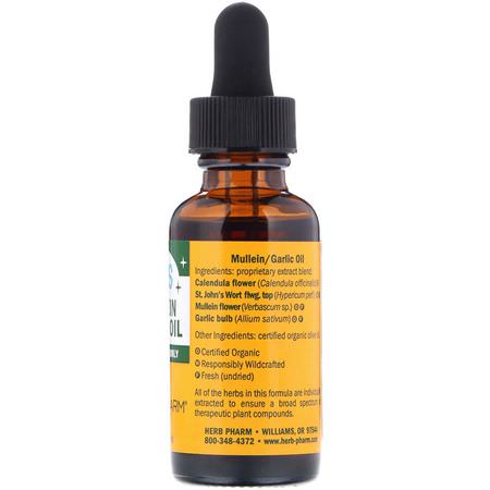 兒童草藥, 順勢療法: Herb Pharm, Mullein Garlic Oil, For Kids, 1 fl oz (30 ml)