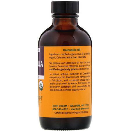 身體按摩油: Herb Pharm, Calendula Oil, 4 fl oz (120 ml)