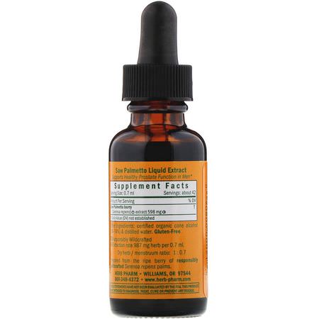 鋸棕櫚, 順勢療法: Herb Pharm, Saw Palmetto, 1 fl oz (30 ml)