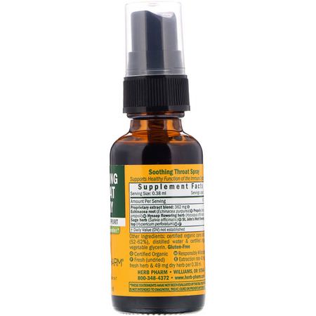 止咳藥, 喉嚨痛: Herb Pharm, Soothing Throat Spray, 1 fl oz (29.6 ml)