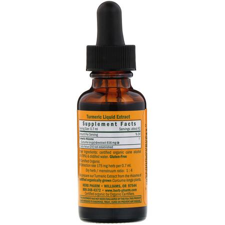 薑黃素, 薑黃: Herb Pharm, Whole Rhizome, Turmeric, 1 fl oz (30 ml)