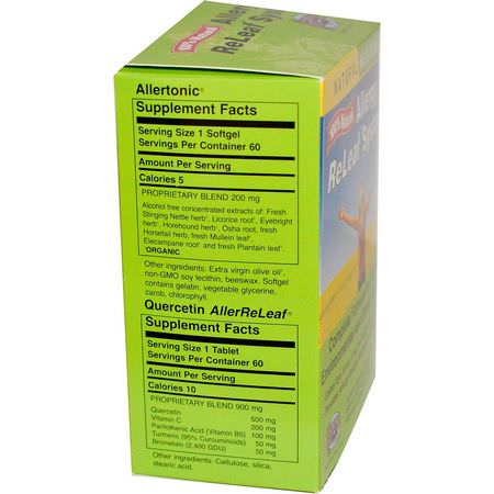 鼻竇補充劑, 鼻腔: Herbs Etc, Allergy ReLeaf System, 2 Bottles, 60 Sofgels/Tablets