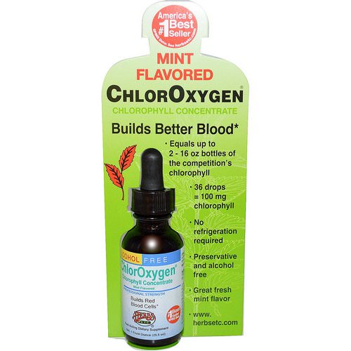 Herbs Etc, ChlorOxygen, Chlorophyll Concentrate, Alcohol Free, Mint Flavored, 1 fl oz (29.5 ml) Review