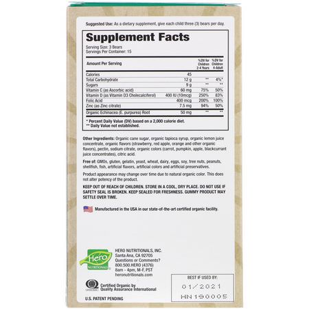 感冒, 補品: Hero Nutritional Products, Yummi Bears Organics, Immunity Health, 45 Yummi Bears