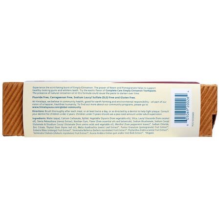 無氟化物, 牙膏: Himalaya, Botanique, Complete Care Toothpaste, Simply Cinnamon, 5.29 oz (150 g)