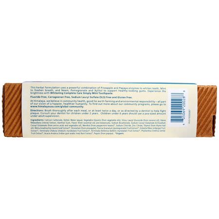 無氟, 美白: Himalaya, Botanique, Whitening Complete Care Toothpaste, Simply Mint, 5.29 oz (150 g)