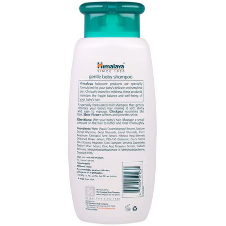洗髮, 護髮: Himalaya, Gentle Baby Shampoo, Hibiscus and Chickpea, 13.53 fl oz (400 ml)