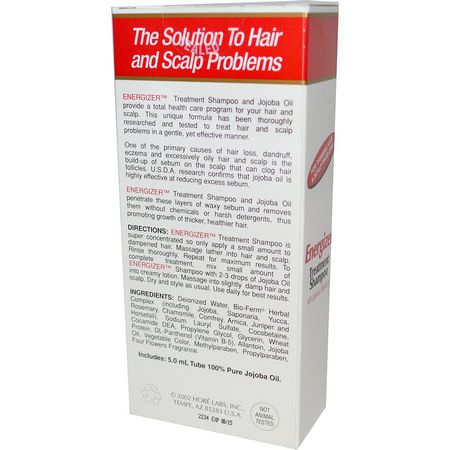 頭皮護理, 頭髮: Hobe Labs, Energizer Treatment Shampoo with Jojoba & Vitamin B-5, 4 fl oz (118 ml)