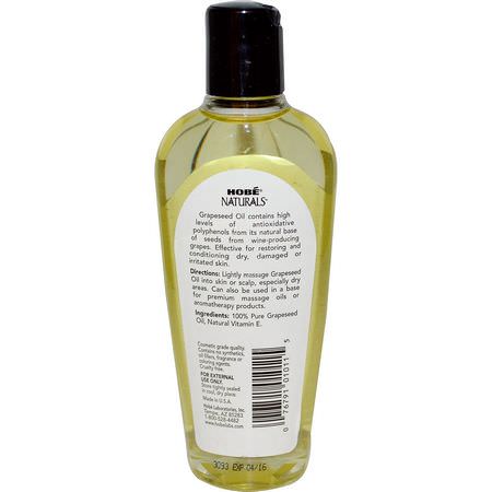 皮膚發癢, 乾燥: Hobe Labs, Naturals, Grapeseed Oil, 4 fl oz (118 ml)