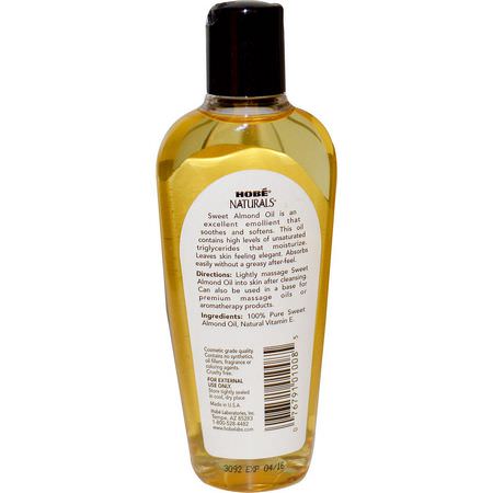 載體油, 香精油: Hobe Labs, Naturals, Sweet Almond Oil, 4 fl oz (118 ml)