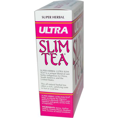 涼茶, 藥茶: Hobe Labs, Ultra Slim Tea, Super Herbal, Caffeine Free, 24 Herbal Tea Bags, 1.69 oz (48 g)