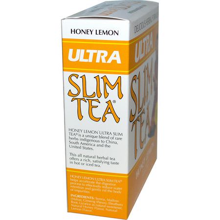 涼茶, 藥茶: Hobe Labs, Ultra Slim Tea, Honey Lemon, Caffeine Free, 24 Herbal Tea Bags, 1.69 oz (48 g)
