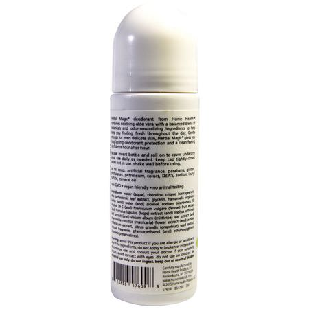 浴缸除臭劑: Home Health, Herbal Magic, Roll-On Deodorant, Herbal Scent, 3 fl oz (88 ml)
