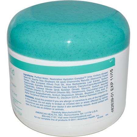 乳霜, 玻尿酸血清: Home Health, Hyaluronic Acid, Moisturizing Cream with Restorative Hydration Complex, 4 oz (113 g)