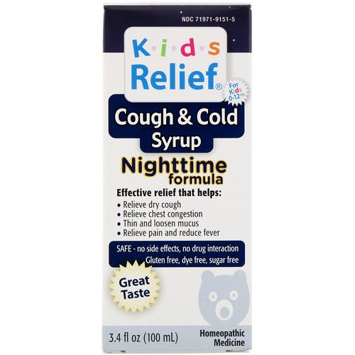 Homeolab USA, Kids Relief, Cough & Cold Syrup, Nighttime Formula, 3.4 fl oz (100 ml) Review