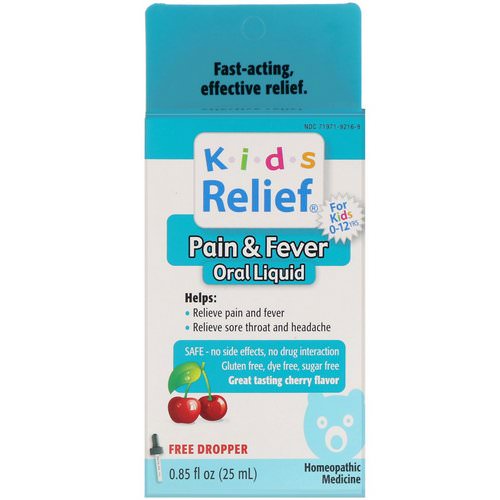 Homeolab USA, Kids Relief, Pain & Fever Oral Liquid, Cherry Flavor, 0.85 fl oz (25 ml) Review