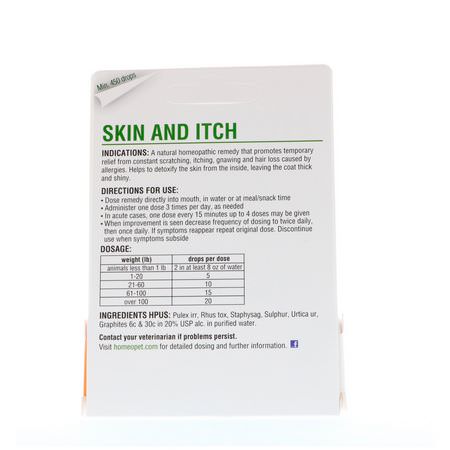 外套護理, 寵物皮膚: HomeoPet, Skin and Itch, 15 ml