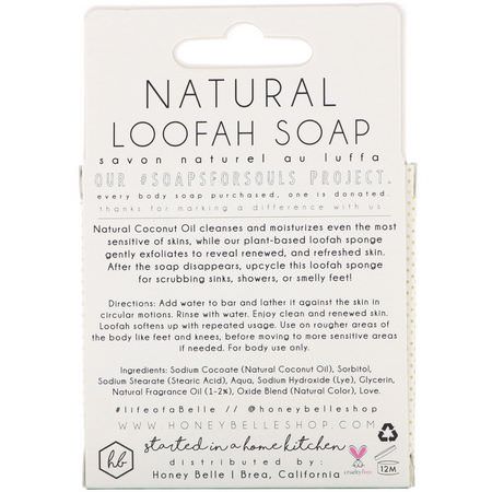 肥皂, 沐浴露: Honey Belle, Natural Loofah Soap, Eucalyptus Peppermint, 5 oz (140 g)