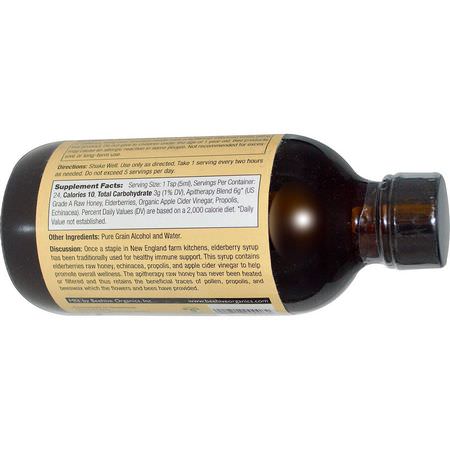 流感, 咳嗽: Honey Gardens, Elderberry Syrup with Apitherapy Raw Honey, Propolis and Elderberries, 4 fl oz (120 ml)