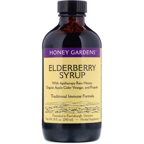 Honey Gardens, Elderberry Syrup with Apitherapy Raw Honey, Organic Apple Cider Vinegar, and Propolis, 8 fl oz (240 ml) Review