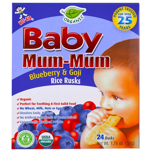 Hot Kid, Baby Mum-Mum, Organic Rice Rusk, Blueberry & Goji Rice Rusks, 24 Rusks, 17.6 oz (50 g) Each Review