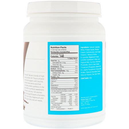 乳清蛋白: HumanN, Protein 40, Daily Muscle & Bone Support For Adults 40+, Chocolate Flavor, 1.3 lbs (600 g)