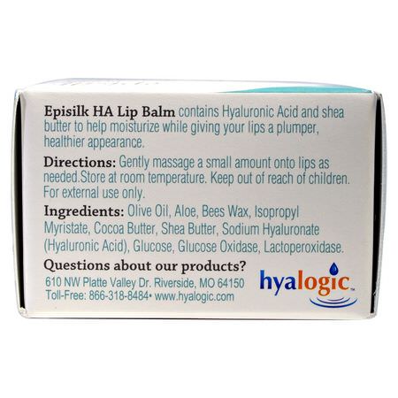 潤唇膏, 護唇霜: Hyalogic, Episilk, HA Lip Balm with Hyaluronic Acid, 1/2 fl oz (14 g)