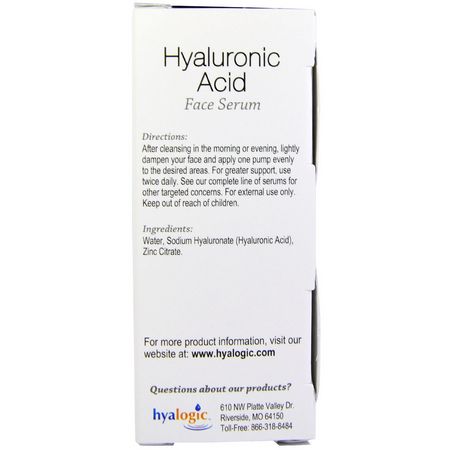 乳霜, 玻尿酸血清: Hyalogic, Episilk, Pure HA Face Serum, 1 fl oz (30 ml)