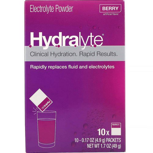 Hydralyte, Clinical Hydration, Electrolyte Powder, Berry, 10 packets 0.17 oz (4.9 g) Each Review