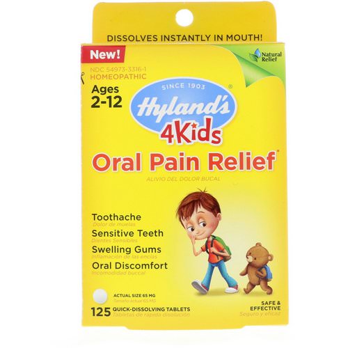 Hyland's, 4 Kids, Oral Pain Relief, Ages 2-12, 125 Tablets Review