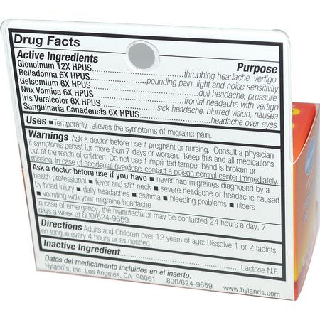 止痛, 急救: Hyland's, Migraine Headache Relief, 60 Tablets