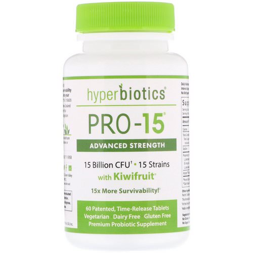 Hyperbiotics, PRO-15, Advanced Strength with Kiwifruit, 15 Billion CFU, 60 Patented, Time-Release Tablets Review