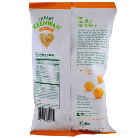 小吃: I Heart Keenwah, Quinoa Puffs, Aged Cheddar, 3 oz (85 g)