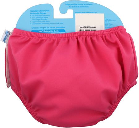 服裝, 兒童: i play Inc, Swimsuit Diaper, Reusable & Absorbent, 24 Months, Hot Pink, 1 Diaper