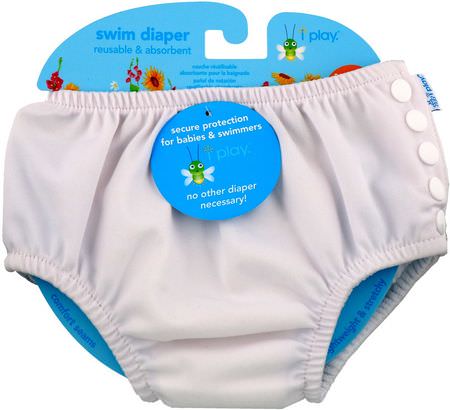 服裝, 兒童: i play Inc, Swimsuit Diaper, Reusable & Absorbent, 24 Months, White, 1 Diaper