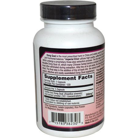 當歸, 順勢療法: Imperial Elixir, Extra Strength, Dong Quai, 3000 mg, 120 Capsules