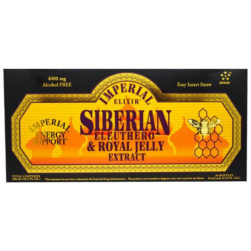 Imperial Elixir, Siberian Eleuthero & Royal Jelly Extract, Alcohol Free, 4000 mg, 30 Bottles, 0.34 fl oz (10 ml) Each Review