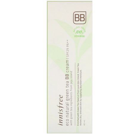 BB-CC面霜, 臉部: Innisfree, Eco Natural Green Tea BB Cream, SPF 29 PA++, 40 ml