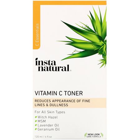 維生素C, 爽膚水: InstaNatural, Vitamin C Toner, 4 fl oz (120 ml)