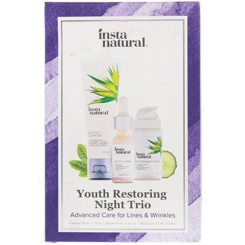 InstaNatural, Youth Restoring Night Trio, Advanced Care for Lines & Wrinkles, 3 Piece Kit Review
