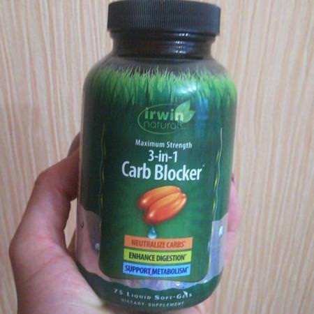 飲食, 體重: Irwin Naturals, 3-In-1 Carb Blocker, Maximum Strength, 75 Liquid Soft-Gels