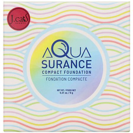 基礎, 臉部: J.Cat Beauty, Aquasurance Compact Foundation, ACF100 Porcelain, 0.31 oz (9 g)