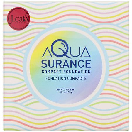 基礎, 臉部: J.Cat Beauty, Aquasurance Compact Foundation, ACF104 Soft Tan, 0.31 oz (9 g)