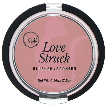 古銅色, 腮紅: J.Cat Beauty, Love Struck, Blusher + Bronzer, LGP101 Sweet Pea Pink, 0.26 oz (7.5 g)