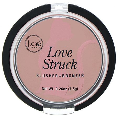 古銅色, 腮紅: J.Cat Beauty, Love Struck, Blusher + Bronzer, LGP102 Honey Bunches, 0.26 oz (7.5 g)