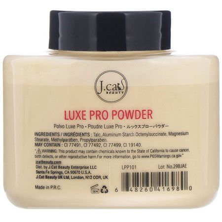 定型噴霧, 粉末: J.Cat Beauty, Luxe Pro Powder, LPP101 Banana, 1.5 oz (42 g)