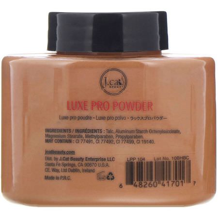 定型噴霧, 粉末: J.Cat Beauty, Luxe Pro Powder, LPP104 Chestnut, 1.5 oz (42 g)