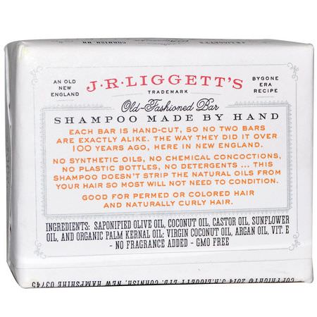 洗髮, 護髮: J.R. Liggett's, Old Fashion Bar, Shampoo, Coconut & Argan Oil, 3.5 oz (99 g)