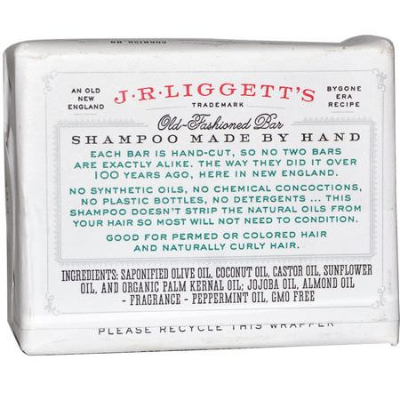 洗髮, 護髮: J.R. Liggett's, Old Fashioned Bar Shampoo, Jojoba & Peppermint, 3.5 oz (99 g)