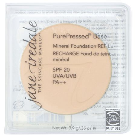 基礎, 臉部: Jane Iredale, PurePressed Base, Mineral Foundation Refill, SPF 20 PA++, Amber, 0.35 oz (9.9 g)
